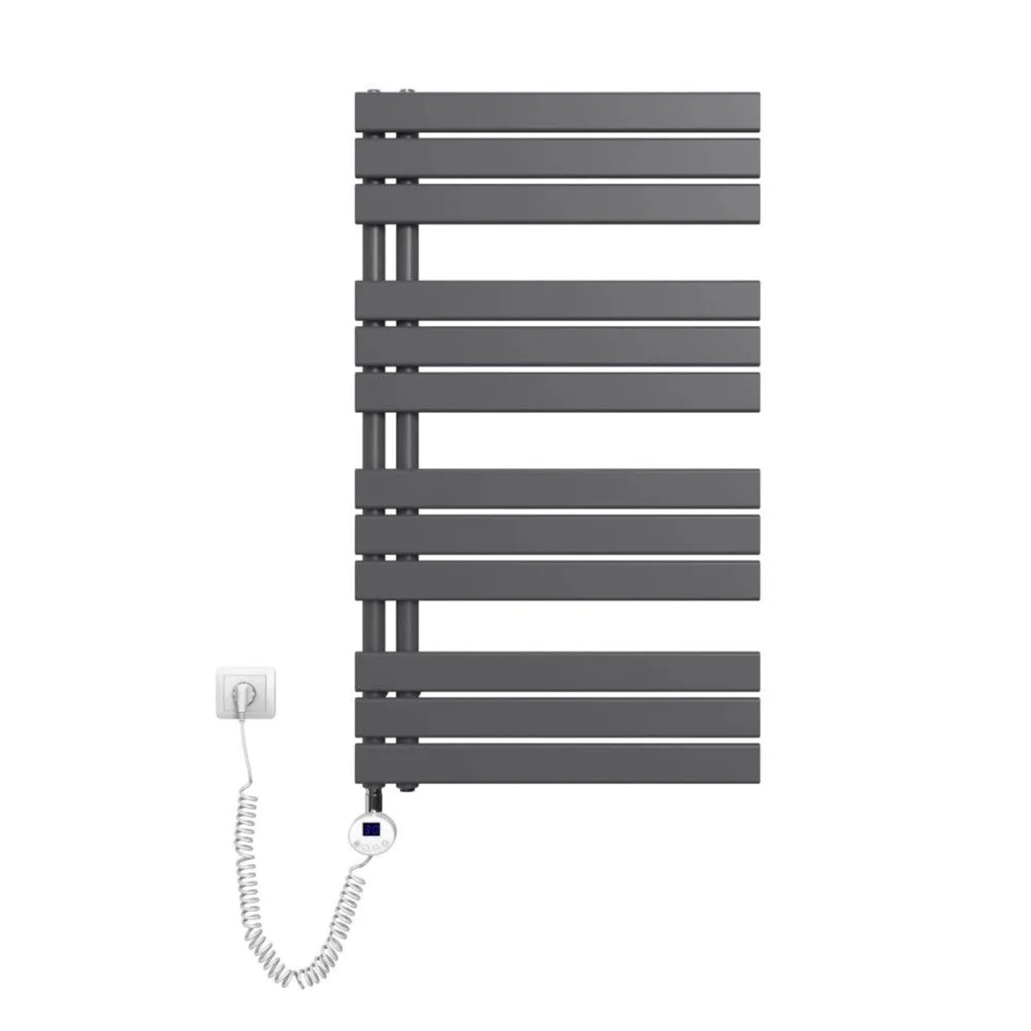 Emke Badheizkörper elektrisch, anthrazit, mit Thermostat und Timer. Moderner Handtuchwärmer 60x104cm.