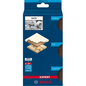 Bosch Expert S470 Schleifschwamm Kombi, 3-teilig, für feine, mittlere und superfeine Schleifarbeiten.