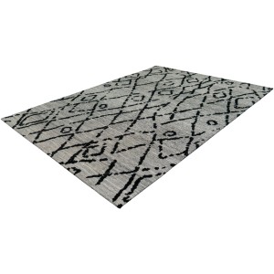 Kayoom Teppich River, grau-schwarz, 155x230 cm, Kurzflorteppich mit Vintage-Muster.