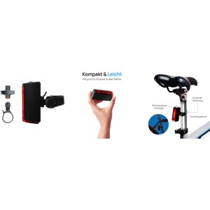 Fischer Fahrradbeleuchtung Set: LED-Rücklicht mit Bremslicht, Frontleuchte, Montagezubehör.