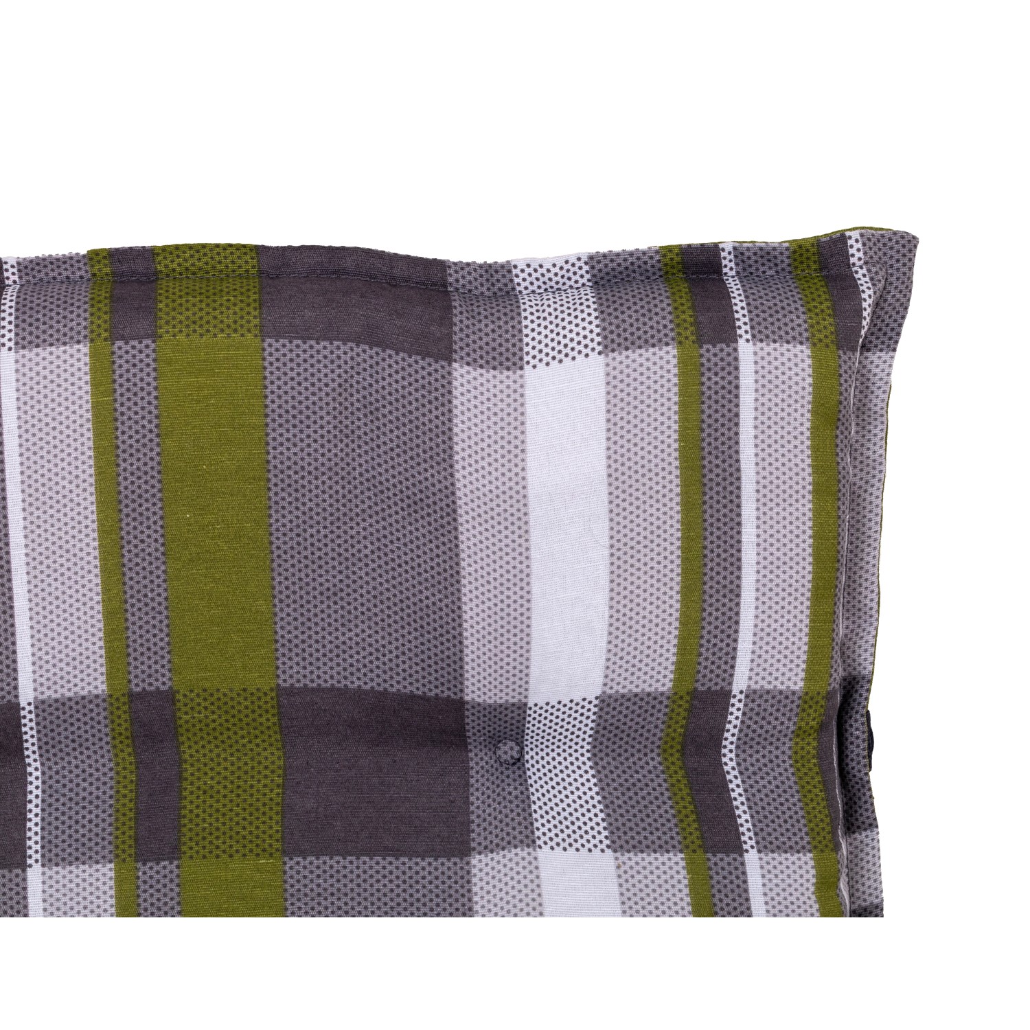 Beo Niedriglehner-Saumkissen Tirana Turin, 100x46x8 cm, grau-grün kariert.