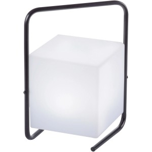 Schwarze LED-Tischleuchte Keno für den Außenbereich, würfelförmiger Lampenschirm, 29 cm hoch.