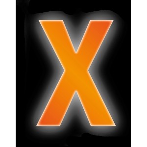 Reflektierender, orangefarbener Klebebuchstabe X, 8 cm, für Hausnummern und Beschriftungen.