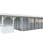 Palmako Pavillon Lenna Set, 876x300 cm, weiß lackiert. Weekendhaus mit Schiebetüren und Tresen.