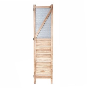 MCW Paravent D27, Raumteiler mit Holz- und Metallelementen in Fensterladenoptik, Dekoartikel.