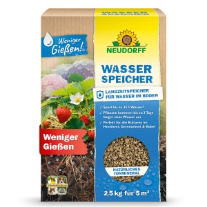Neudorff Wasserspeicher 2,5kg: Bodenverbesserer für weniger Gießen im Garten, schützt vor Austrocknung.