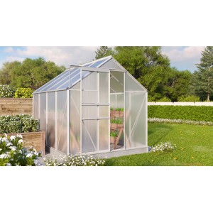 Vitavia Gewächshaus Comet 5000 mit Alu-Rahmen und Zubehör-Set im Garten.