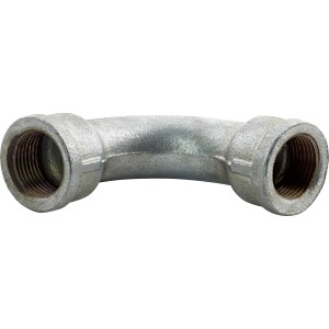 90-Grad-Bogen Fitting aus Temperguss, 24,1 mm (Rp 3/4) mit Innengewinde für verzinkte Rohre.