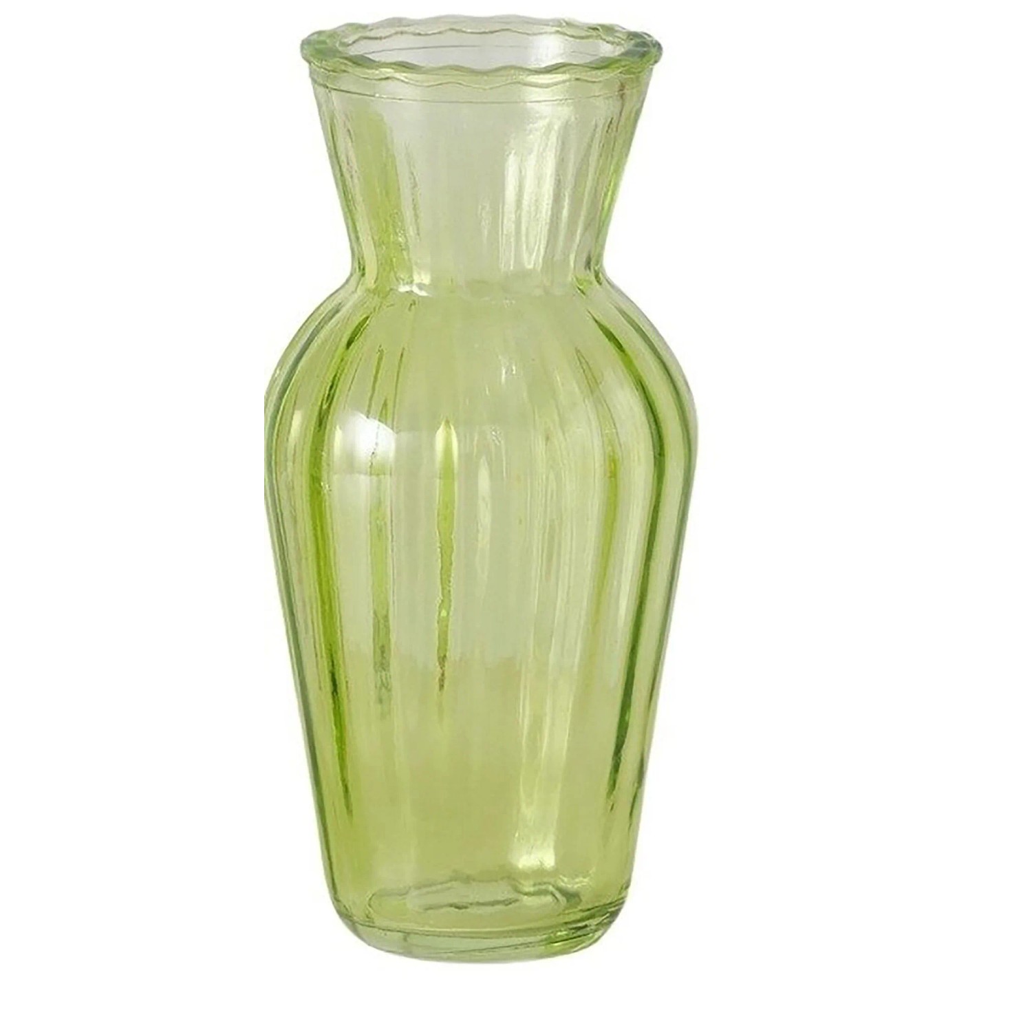 Grüne Boltze Dekovase Tilla M aus Glas, runde Form, 15,3 cm hoch. Ideal als Tischdeko.