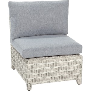 Lounge-Mittelteil Springside, Polyrattan naturgrau mit grauen Auflagen. Gartenmöbel für Terrasse und Garten.