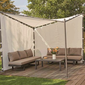 Siena Garden Pavillon Berlino mit weißen Seitenteilen im 2er-Set, geschlossen.