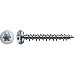 Spax Halbrundkopf Universalschraube, silber, mit T-Star plus-Antrieb. Ø 3x12 mm für Holz, Kunststoff, Beton.