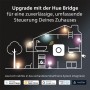 Illustration eines Hauses mit Philips Hue Leuchten, gesteuert durch die Hue Bridge.