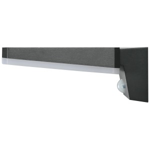 Anthrazitfarbene E2 Elektro Wandleuchte SIKA Solar mit Sensor für den Außenbereich.