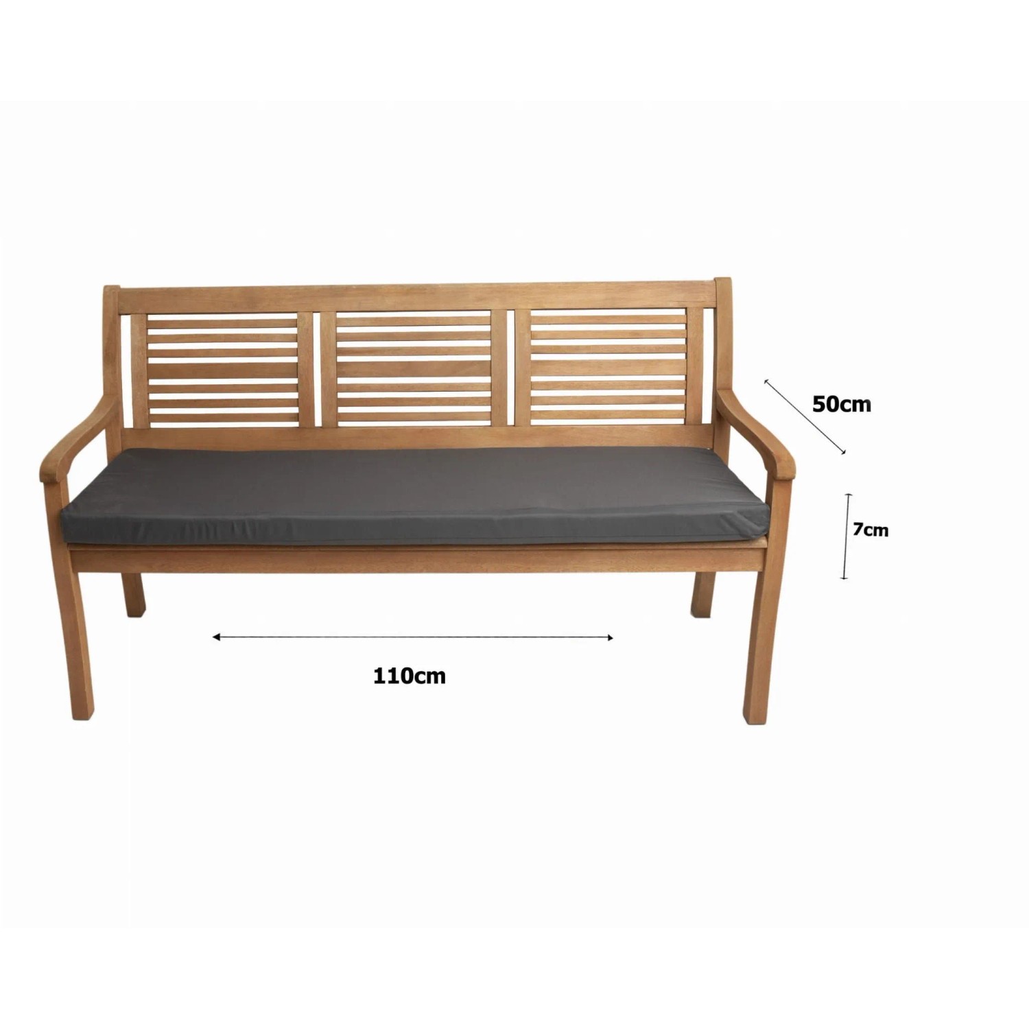 Anthrazitfarbenes Gartenbank Kissen 110x50 cm für 2-Sitzer Bänke.