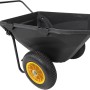 Schwarze Polar Schubkarre Cub Cart mit gelben Rädern, ideal für Gartenarbeiten und Baustellen.