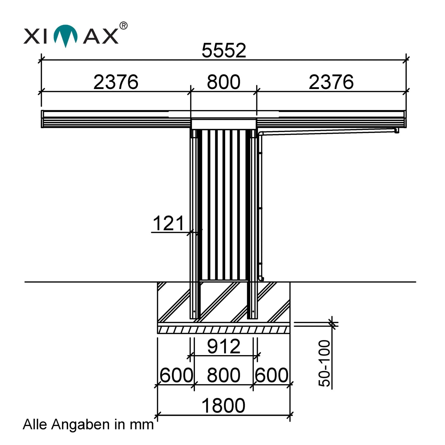 Ximax Einzelcarport Neo Aluminium Edelstahl-Look 307 cm x 555 cm_5