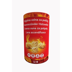 Dose Anzündwolle mit 32 Stück für Grill, Ofen und Kamin.