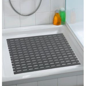 Graue Wenko Duscheinlage Arinos 54x54 cm in Dusche, mit Rutschstopp und Saugnäpfen.