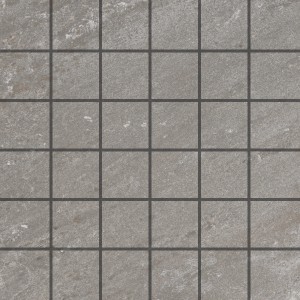 Vitra Mosaikfliese Olympos, graues Feinsteinzeug, 30x30 cm, mit Quarzeinschlüssen.