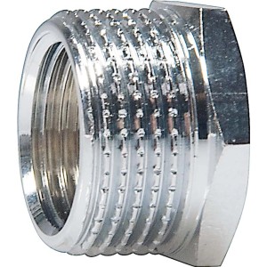 Verchromtes Gewinde-Reduzierstück aus Messing, 14,9 mm auf 26,4 mm, für Heizung und Trinkwasser.