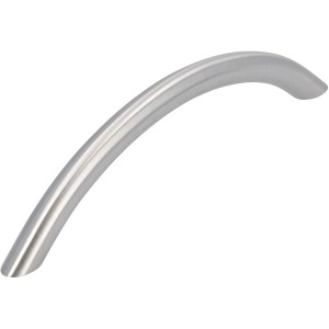 Siro Möbelgriff 903, Edelstahl feingeschliffen, Lochabstand 128mm, gebogene Form.