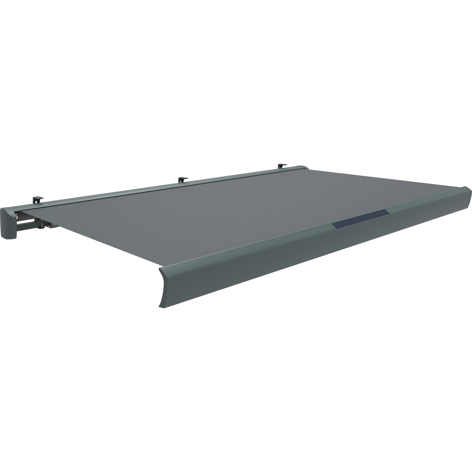 Anthrazit Halbkassettenmarkise Maraca 4x2,5m mit Solarpanel für Balkon und Terrasse.