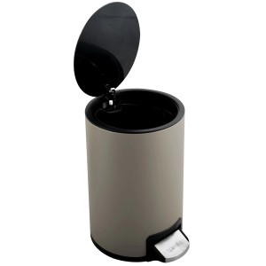 Spirella Kosmetikeimer Riku, 5 l, Taupe, mit Pedal und offenem Deckel.