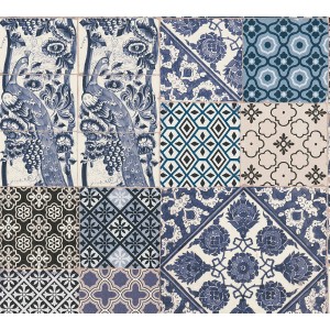 Vliestapete Metropolitan Stories Fliesen Matt Leicht Strukt. Blau Creme FSC®