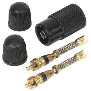 Prophete Autoventil-Einsätze Set mit 2 Ventilkappen und Werkzeug für Fahrradreifen.