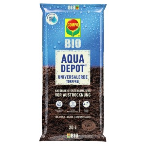 Compo Aqua Depot Universalerde, torffrei, 20 l Sack für Zimmer-, Balkon- und Gartenpflanzen.