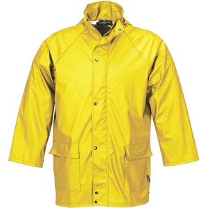 Gelbe Terraflex Arbeitsjacke, wind- und wasserdicht, Größe 2XL.