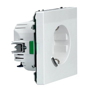 Merten System Design Connected SCHUKO-Steckdose in Lotosweiß, Seitenansicht.