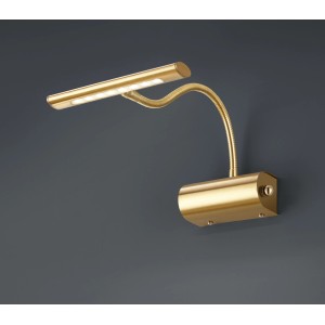 LED-Wandleuchte Curtis in Messing matt mit Flexarm und Dimmer für flexible Beleuchtung.