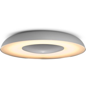 Silberne Philips Hue White Ambiance Still Deckenleuchte mit Dimmer und warmweißem Licht.