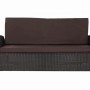 Braunes Gartenkissen-Set für 2-Sitzer Polyrattan Gartensofa, 110x50x50 cm.