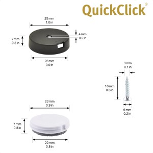 Wagner QuickClick Möbelgleiter Duo, 12-teilig: Basis, Filz-/Kunststoff-Einsatz, Schrauben, Ø 25 mm.