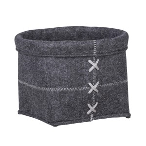 Anthrazitfarbener Wenko Aufbewahrungskorb Mara aus Filz, 20x15x20 cm, ideal für Bad und Haushalt.