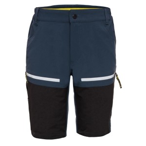 Marineblaue und schwarze Uncle Sam Arbeitsshorts mit weißen Reflexstreifen, Reißverschlusstaschen und schmaler Passform.