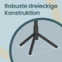 Detailaufnahme des dreibeinigen, schwarzen Massivholz-Garderobenständers von Songmics.