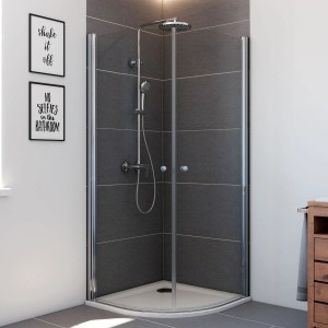 Breuer Runddusche Radius 55 Elana 6 mit Chromrahmen und Klarglas, 90x90 cm.