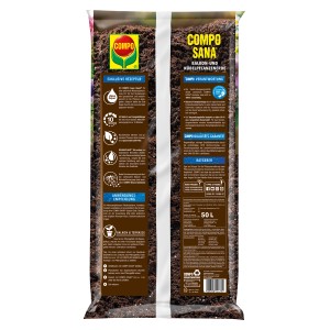 Sack Compo Sana torffreie Balkon- und Kübelpflanzenerde, 50L. Spezialerde für Balkon- und Terrassenpflanzen.