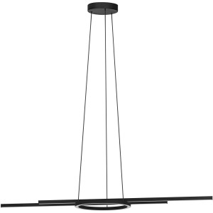 Moderne Eglo Hängeleuchte Zillerio-Z, 5-flammig, schwarz-weiß, mit LED-Profilen und Ring.