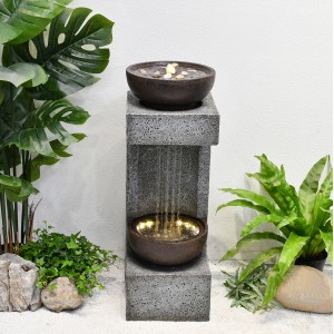 Garden Pleasure Brunnen Artemis aus Polyresin und Fiberglas mit LED-Beleuchtung.
