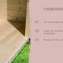 Detailaufnahme des Holzfußbodens der Karibu Fasssauna Quadro 1, gefertigt aus Massivholz.