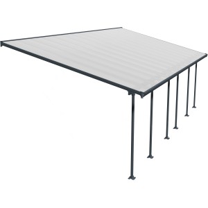 Palram Canopia Terrassenüberdachung Feria, anthrazit, 4x8.50 m. Doppelstegplatten bieten UV-Schutz.