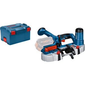 Bosch Professional Akku-Bandsäge GCB 18V-63 mit L-Boxx, blau, für Metall- und Kunststoffrohre.