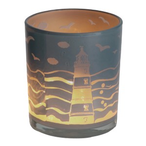 Deko-Teelichthalter Leuchtturm, 10 cm, maritimes Design für stimmungsvolles Licht.