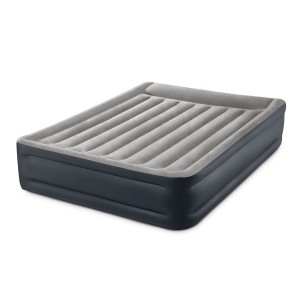 Intex Luftmatratze Dura-Beam Plus Queen, grau/blau, mit integriertem Kissen.
