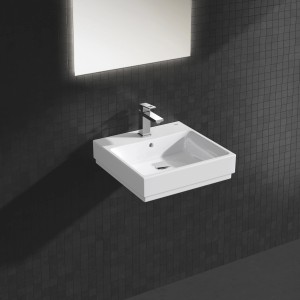 Grohe Cube Keramik Waschtisch, 50 cm, Alpinweiß, mit Hahnloch und Überlauf.